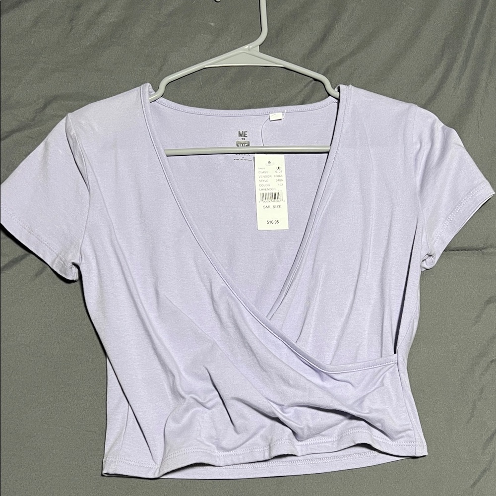 ME Makeover Essentials Lavender Wrap Top